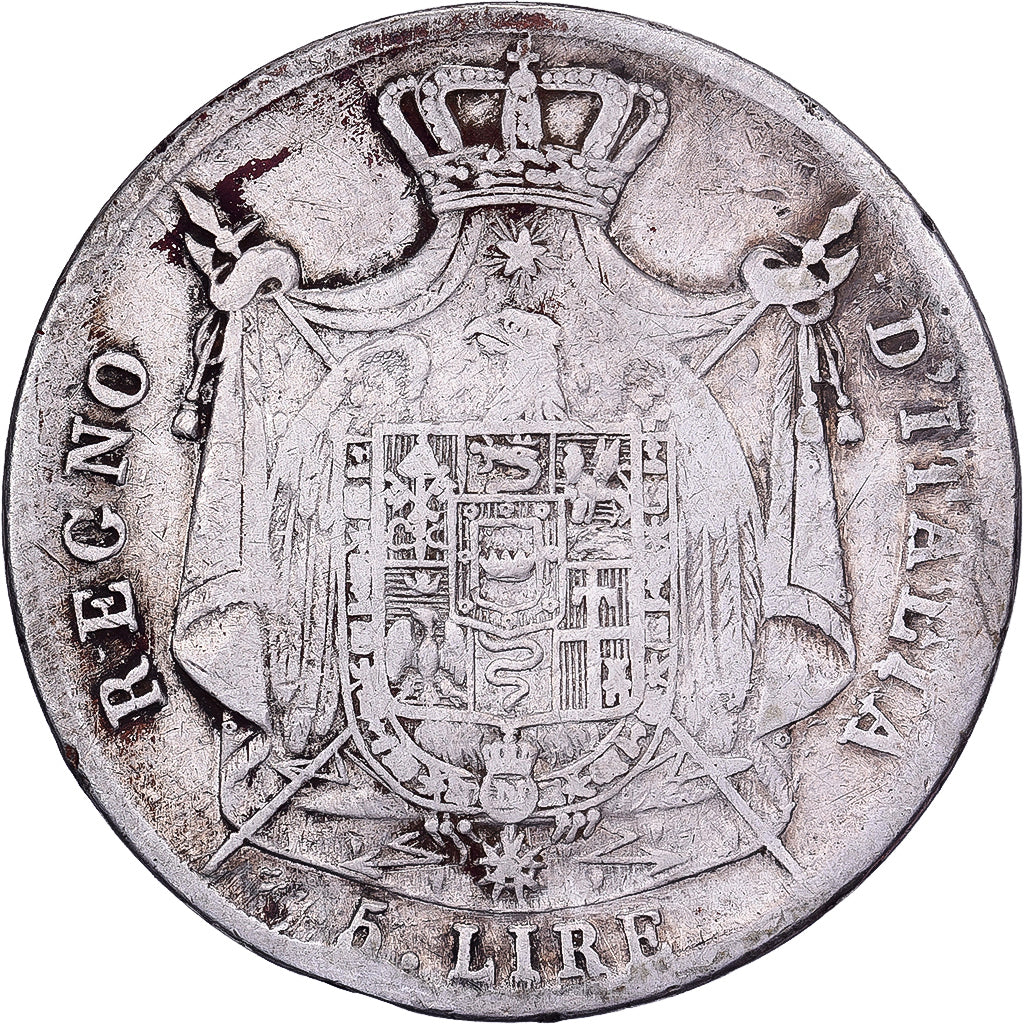 Italiaanse staten, KINGDOM OF NAPOLEON, Napoleon I, 5 Lire, 1811, Milan, Zilver