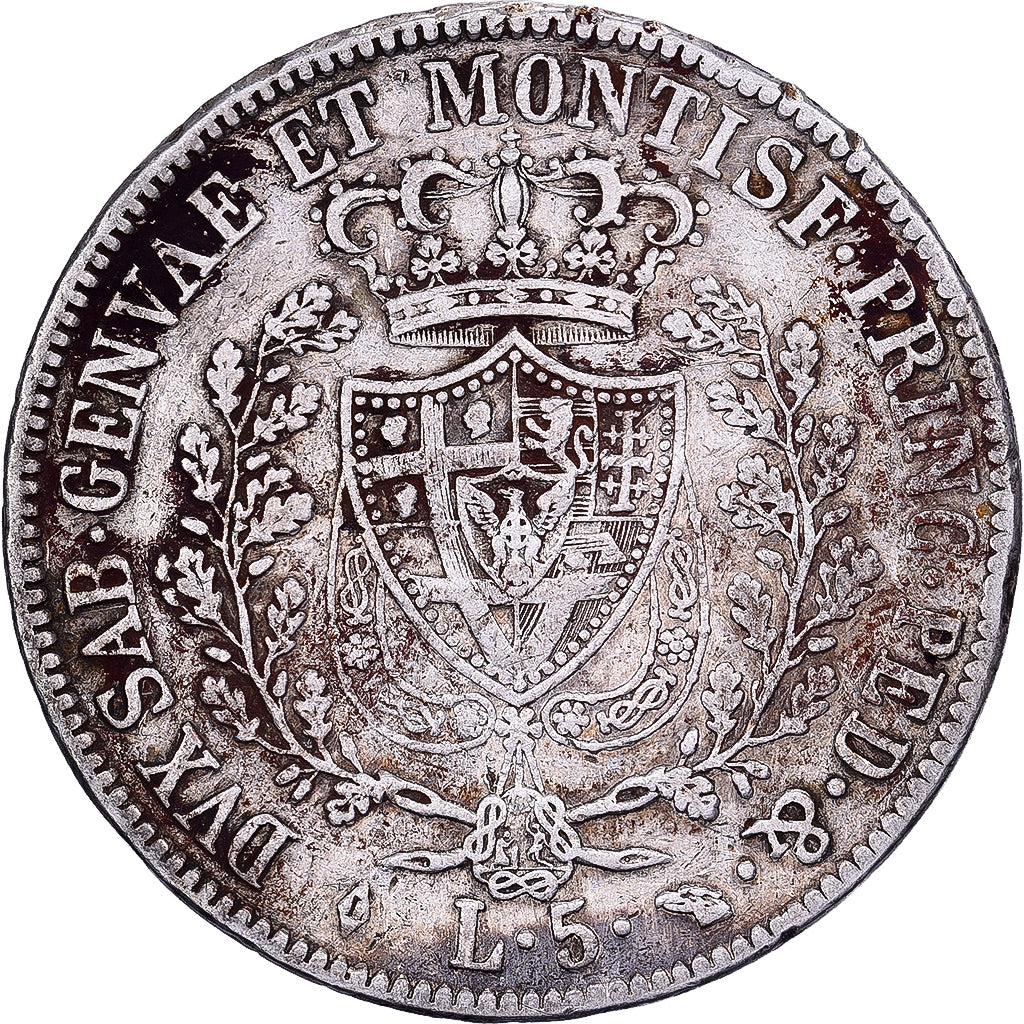 Royaume de Sardaigne, Carlo Felice, 5 Lire, 1830, Turin, Argent, TB+, KM:116.1
