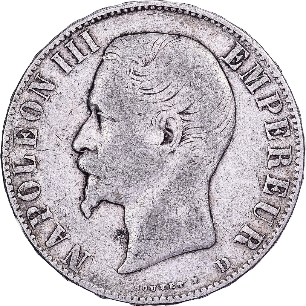 França, 5 Francs, Napoléon III, 1856, Lyon, Prata, VF(20-25), Gadoury:734
