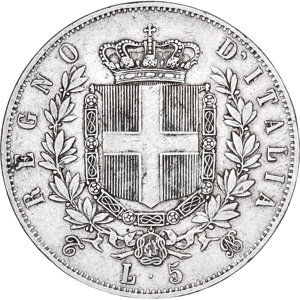 Italy, Vittorio Emanuele II, 5 Lire, 1865, Torino, Silver, EF(40-45), KM:461