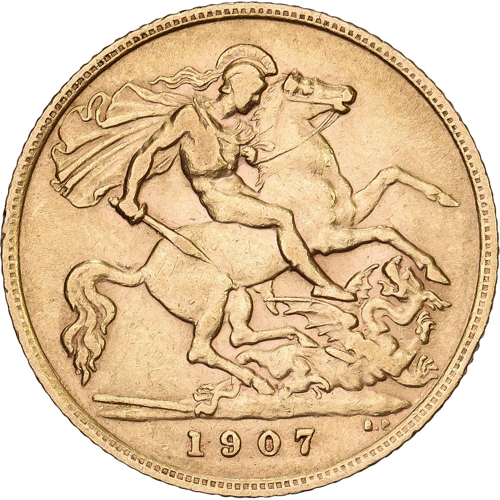 Great Britain, Edward VII, 1/2 Sovereign, 1907, Gold, EF(40-45), KM:804