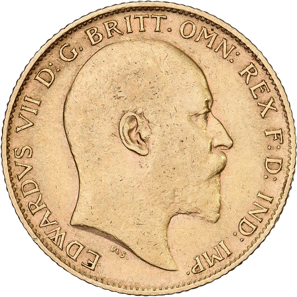 Great Britain, Edward VII, 1/2 Sovereign, 1907, Gold, EF(40-45), KM:804