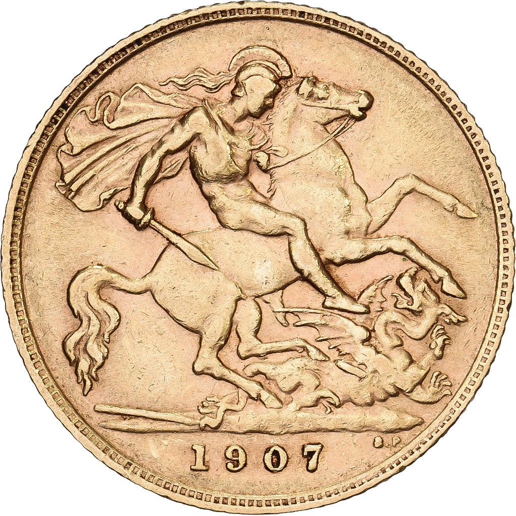 Great Britain, Edward VII, 1/2 Sovereign, 1907, Gold, EF(40-45), KM:804