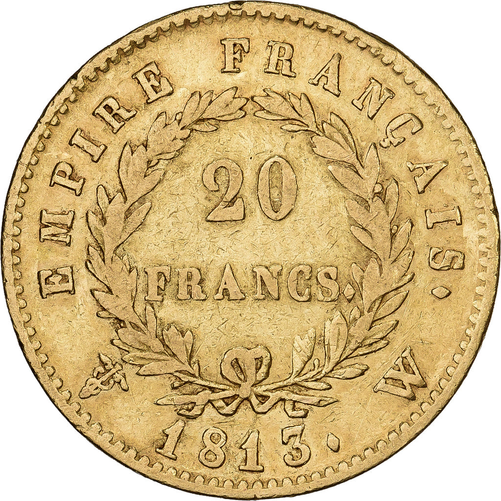 França, 20 Francs, Napoléon I, 1813, Lille, Dourado, VF(30-35), Gadoury:1025
