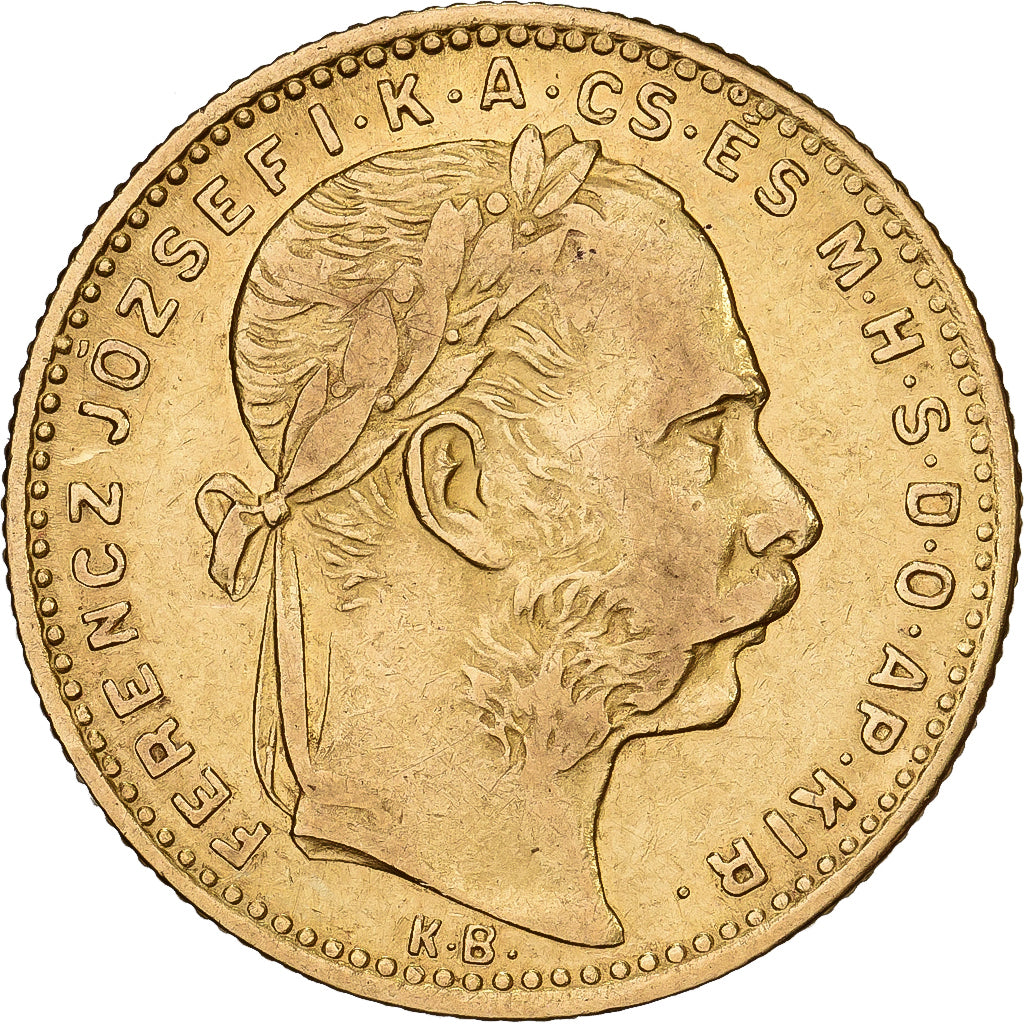 Ungheria, Franz Joseph I, 8 Forint 20 Francs, 1887, Kormoczbanya, Oro, SPL-