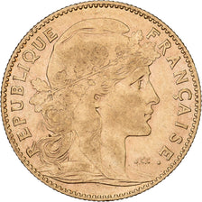 França, 10 Francs, Marianne Coq, 1899, Paris, Dourado, AU(50-53), Gadoury:1017