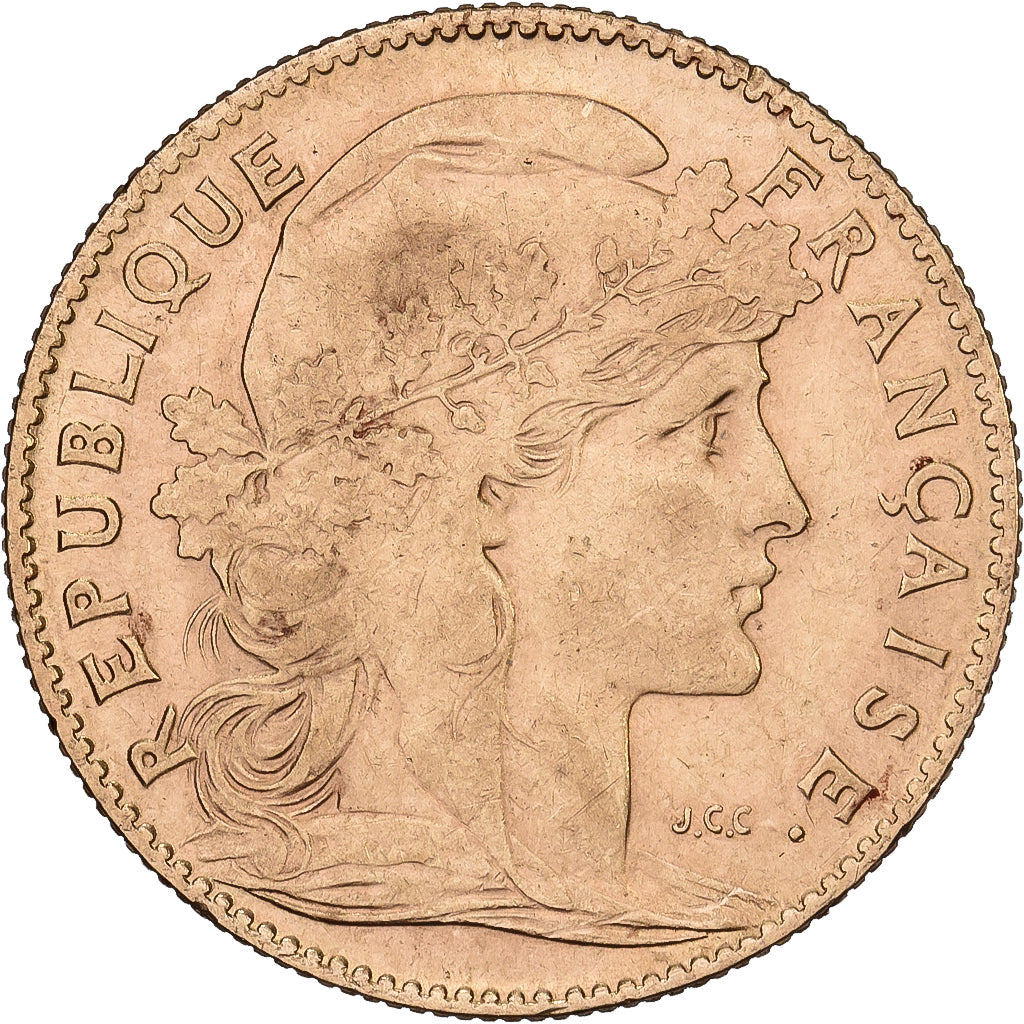 Frankrijk, 10 Francs, Marianne Coq, 1906, Paris, Goud, ZF+, KM:846