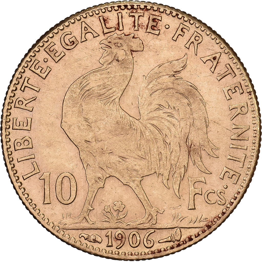 Frankrijk, 10 Francs, Marianne Coq, 1906, Paris, Goud, ZF+, KM:846