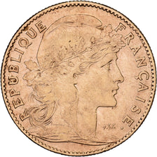 France, 10 Francs, Marianne Coq, 1906, Paris, Gold, AU(50-53), KM:846
