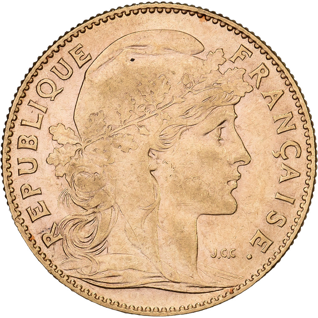 Francia, 10 Francs, Marianne Coq, 1906, Paris, Oro, SPL-, KM:846