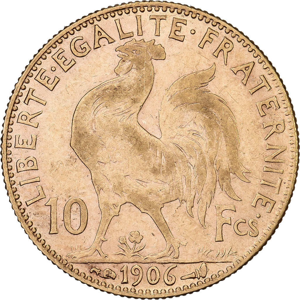 Francia, 10 Francs, Marianne Coq, 1906, Paris, Oro, SPL-, KM:846