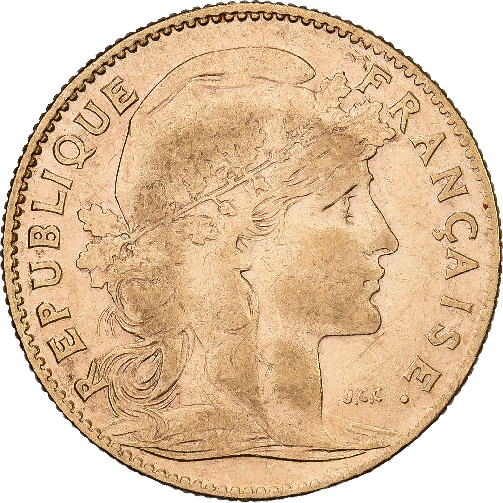 Frankreich, 10 Francs, Marianne Coq, 1907, Paris, Gold, SS+, KM:846