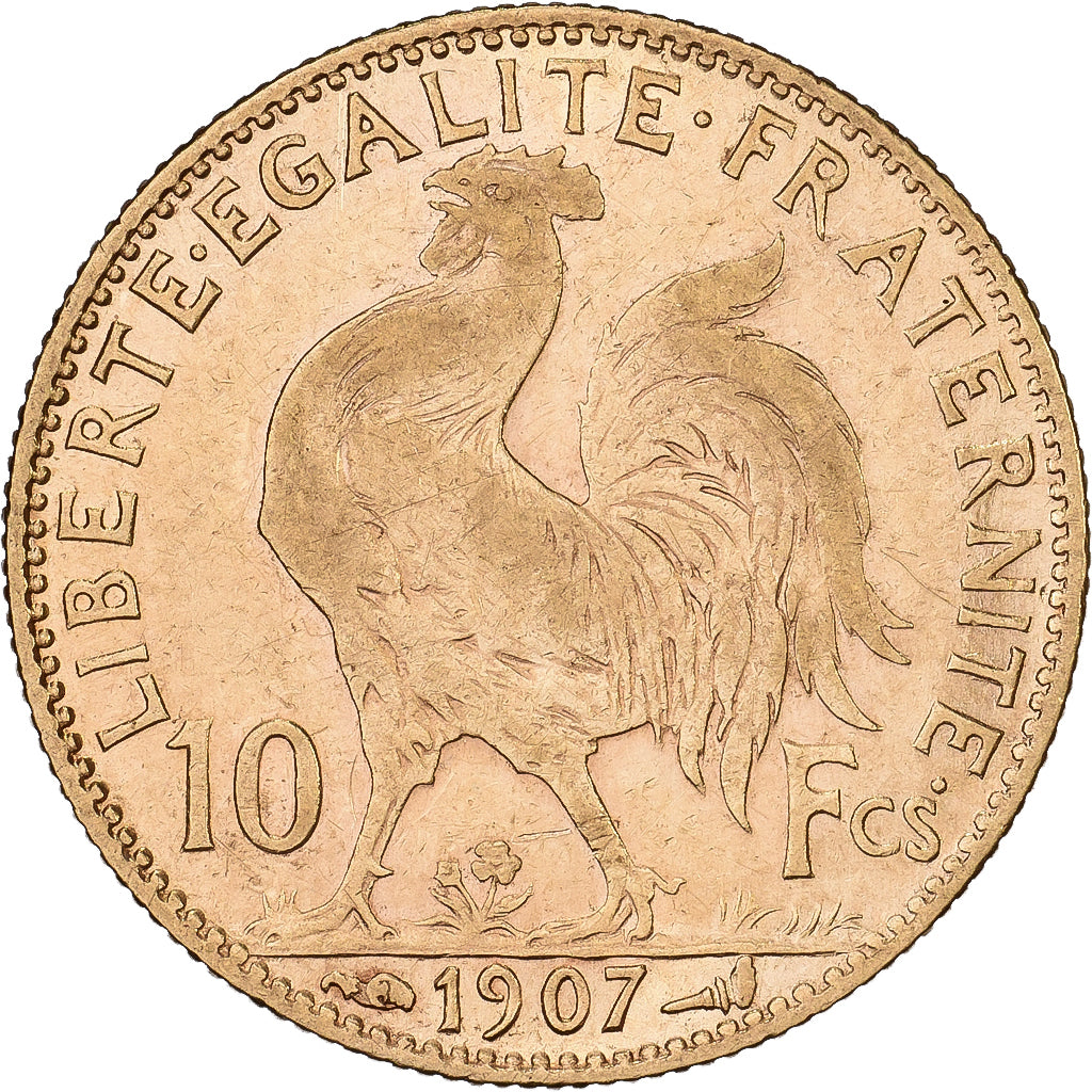 Frankreich, 10 Francs, Marianne Coq, 1907, Paris, Gold, SS+, KM:846