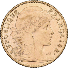 Francja, 10 Francs, Marianne Coq, 1910, Paris, Złoto, MS(60-62), Gadoury:1017