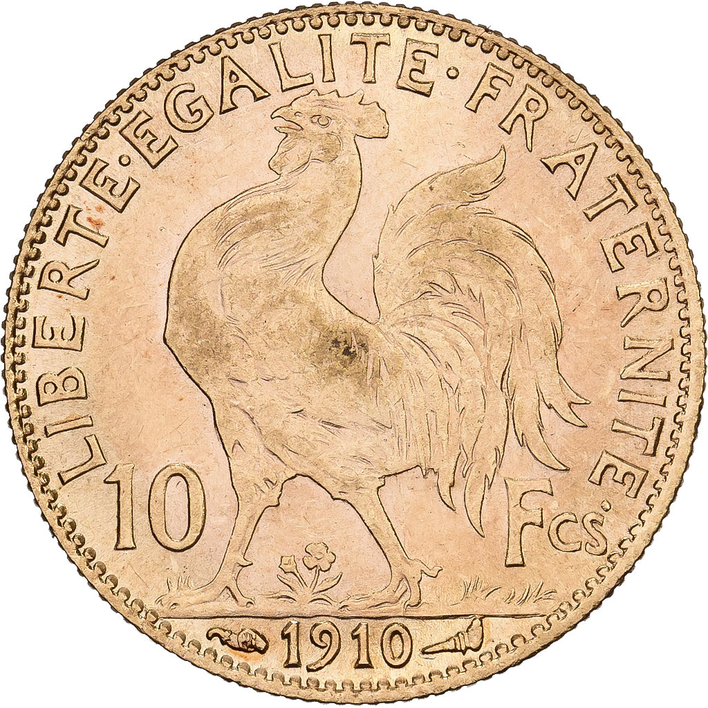 Frankreich, 10 Francs, Marianne Coq, 1910, Paris, Gold, VZ+, Gadoury:1017