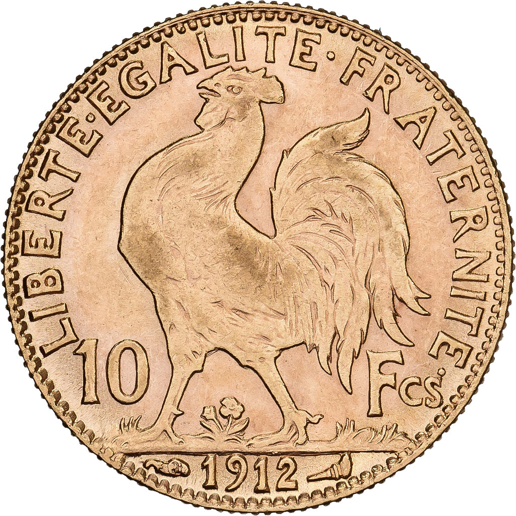 Francia, 10 Francs, Marianne Coq, 1912, Paris, Oro, SPL, Gadoury:1017, KM:846