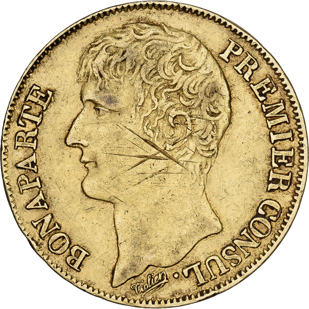 France, 40 Francs, Napoléon I, An 12, Paris, Premier Consul, Or, TTB