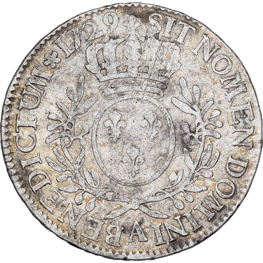 Francia, Louis XV, Ecu, aux branches d'olivier, 1729, Paris, Plata, BC+