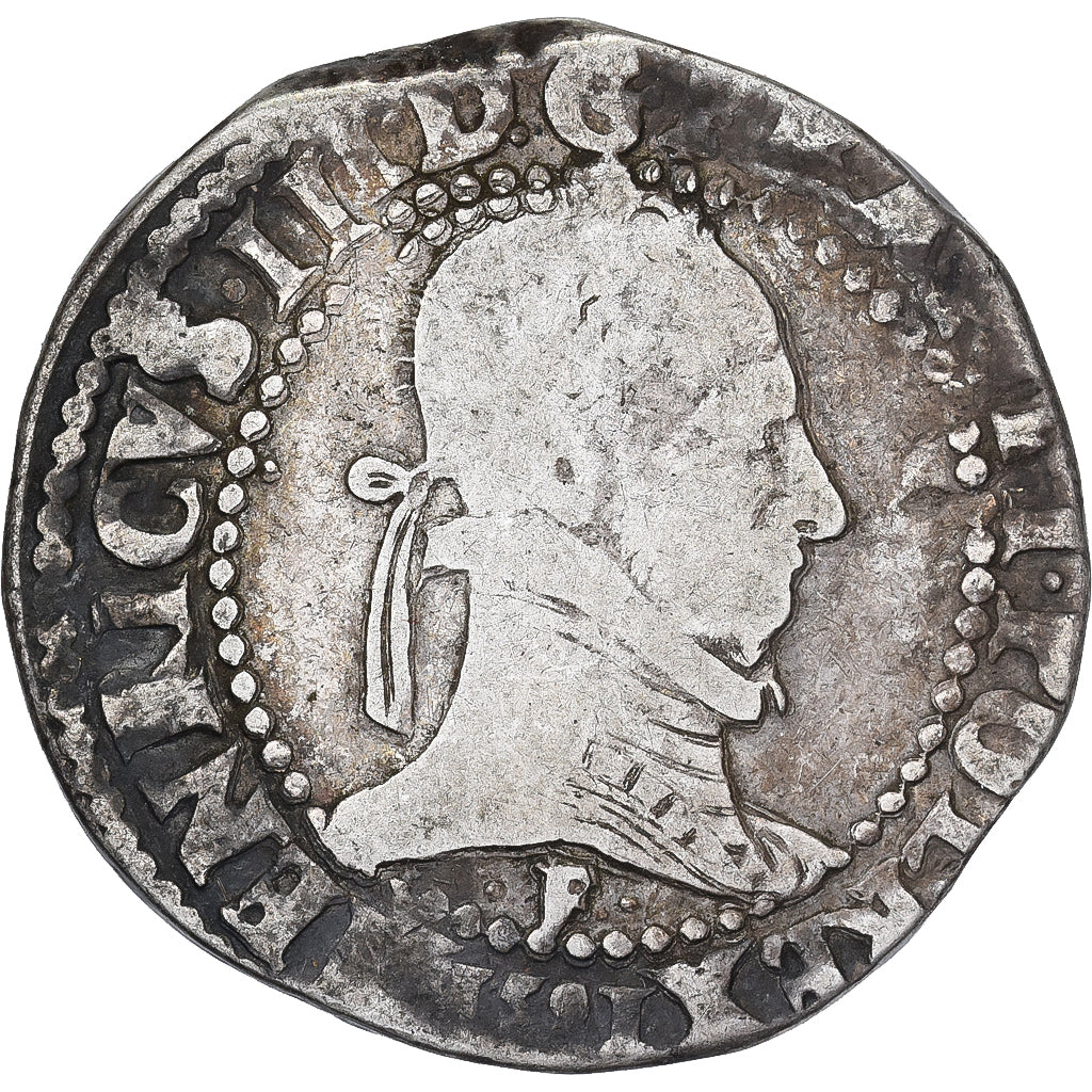 Francja, Henri III, Franc au Col Plat, 1581, Angers, Srebro, VF(20-25)