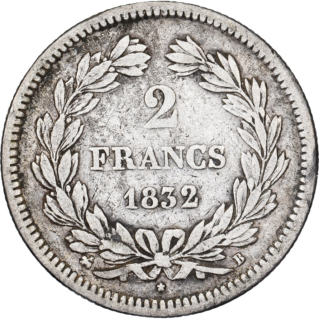 France, 2 Francs, Louis-Philippe, 1832, Rouen, Argent, TB, Gadoury:520, KM:743.2