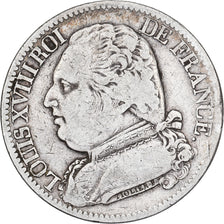 França, 5 Francs, Louis XVIII, 1815, Toulouse, Prata, VF(20-25), Gadoury:591