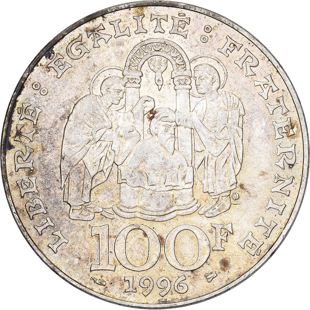 France, 100 Francs, Clovis, 1996, Silver, EF(40-45), Gadoury:953, KM:1180