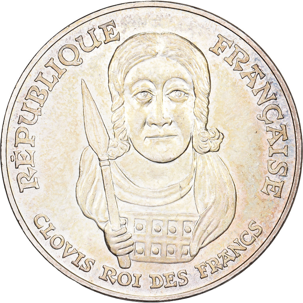 France, 100 Francs, Clovis, 1996, Silver, MS(60-62), Gadoury:953, KM:1180