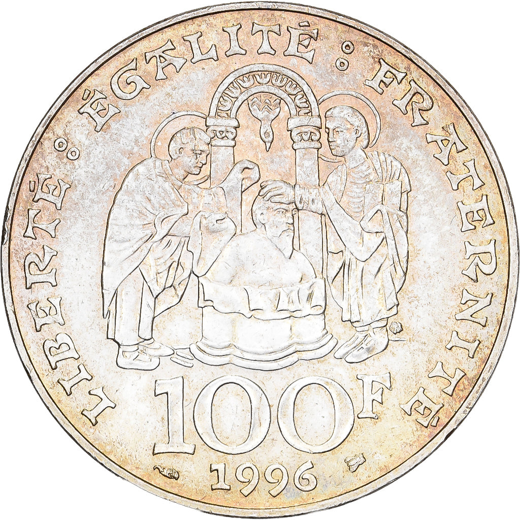 France, 100 Francs, Clovis, 1996, Silver, MS(60-62), Gadoury:953, KM:1180