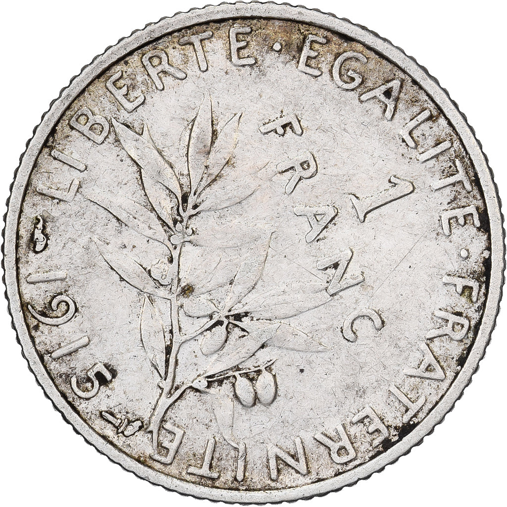 Francia, Franc, Semeuse, 1915, Paris, fautée - désaxée, Argento, BB
