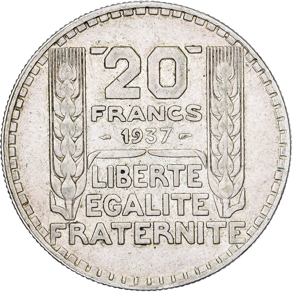 Frankreich, 20 Francs, Turin, 1937, Paris, Silber, SS, Gadoury:852, KM:879