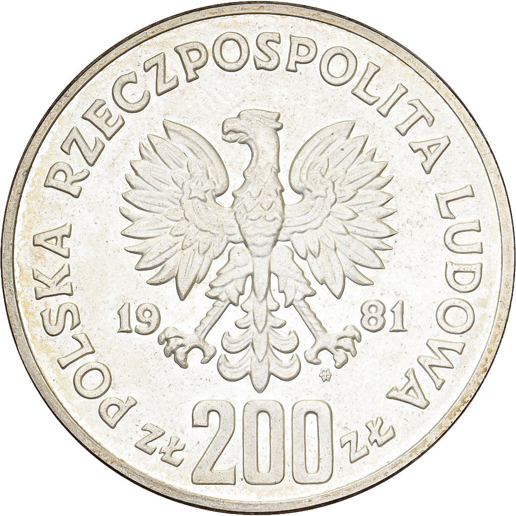 Pologne, 200 Zlotych, 1981, Warsaw, BE, Argent, SPL, KM:129