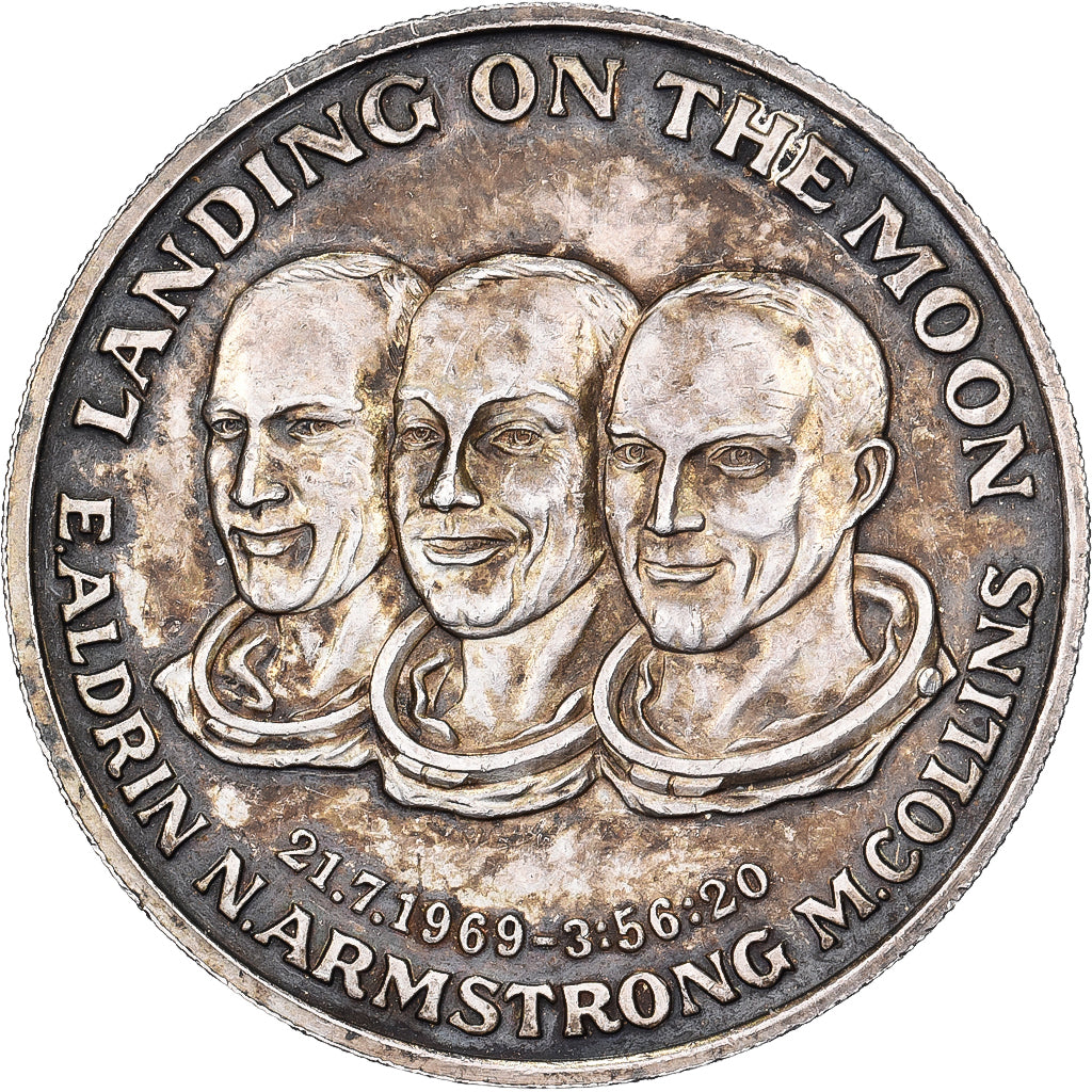 France, Medal, Landing on the Moon, N.Amstrong, Silver, MS(60-62)
