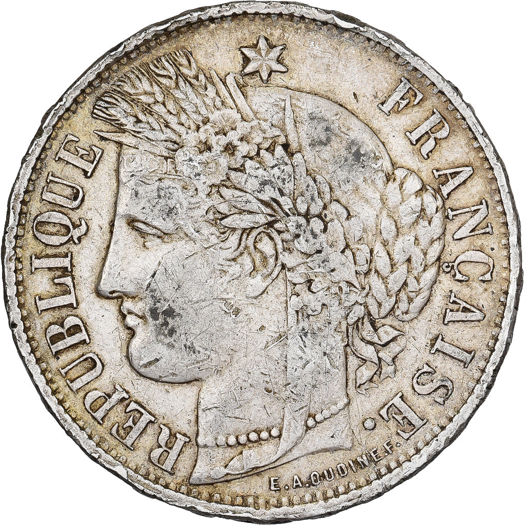 France, 5 Francs, Cérès, 1870, Bordeaux, Argent, TB+, Gadoury:742, KM:818.4