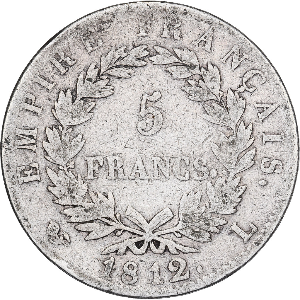 France, 5 Francs, Napoléon I, 1812, Bayonne, Silver, VF(20-25), Gadoury:584