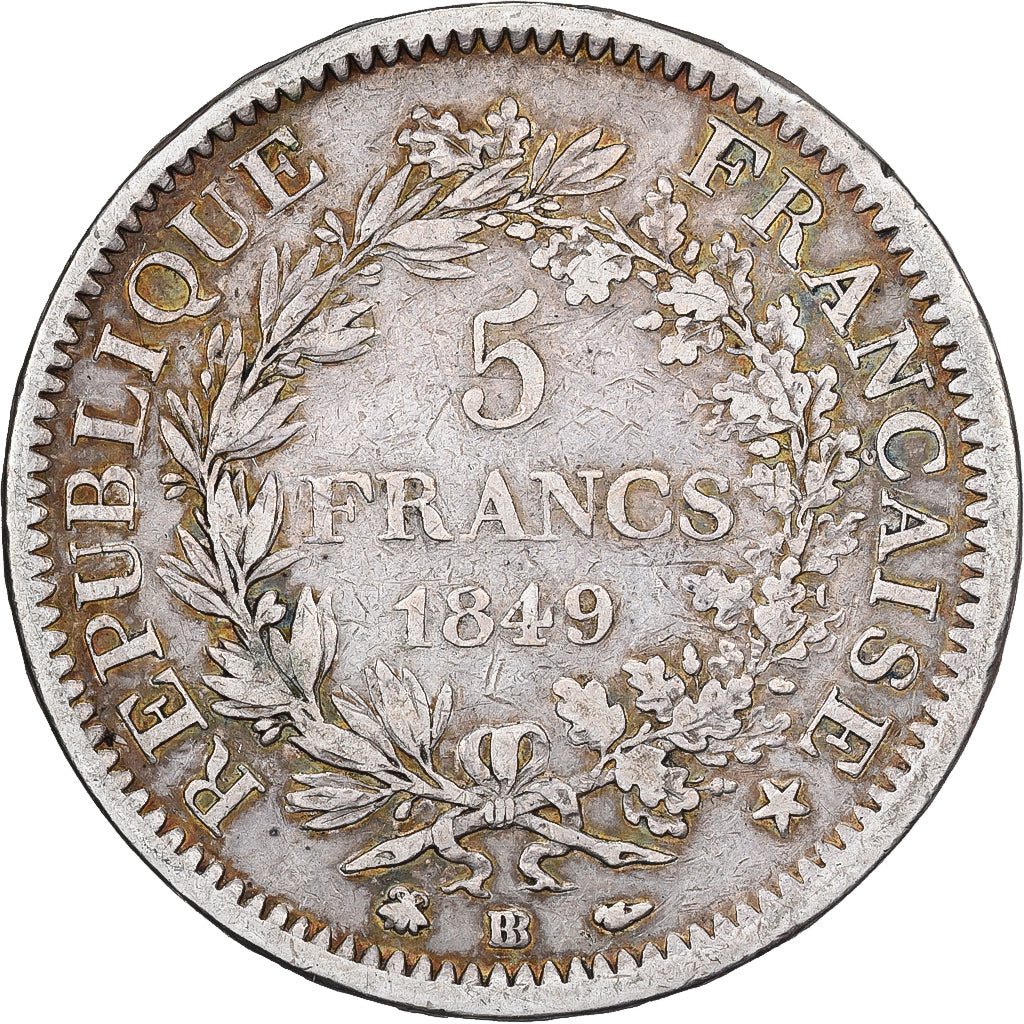 France, 5 Francs, Hercule, 1849, Strasbourg, Argent, TB+, Gadoury:683, KM:756.2