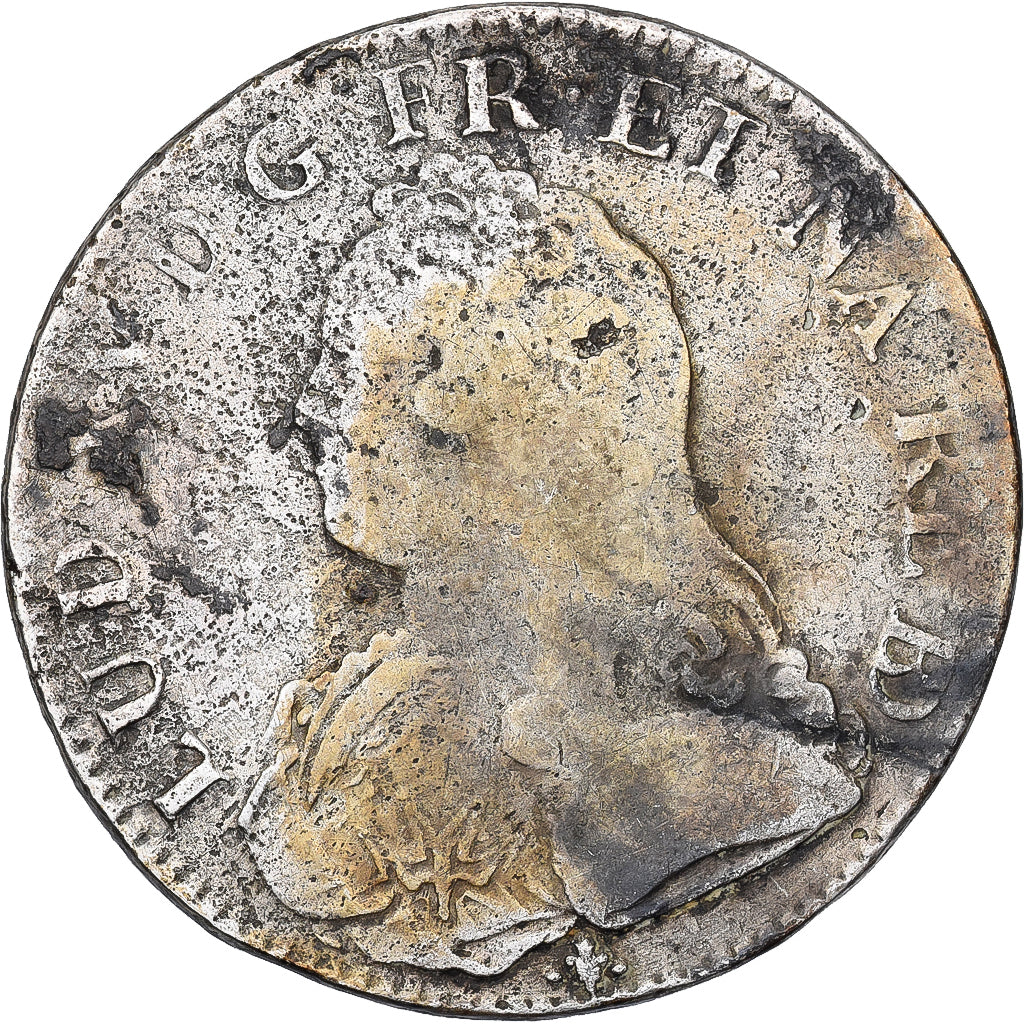 Francia, Louis XV, Ecu, aux branches d'olivier, 1728, Pau, Plata, BC+