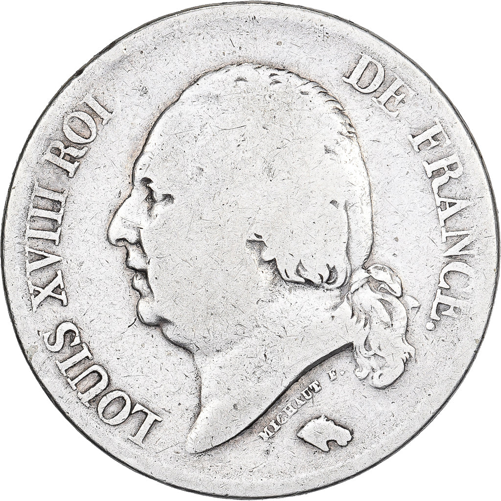 Francia, 5 Francs, Louis XVIII, 1822, Lille, Plata, BC, Gadoury:614, KM:711.13