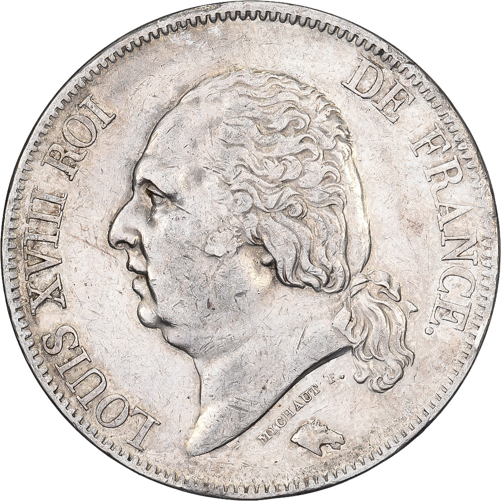 Frankrijk, 5 Francs, Louis XVIII, 1823, Lille, Zilver, ZF, Gadoury:614