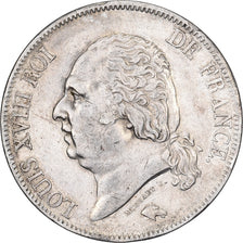Frankrijk, 5 Francs, Louis XVIII, 1823, Lille, Zilver, ZF, Gadoury:614