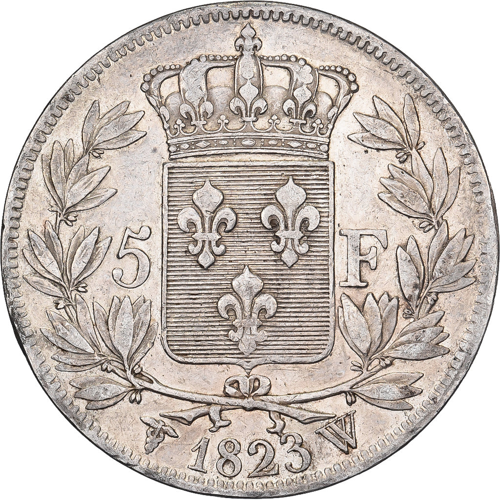 Frankrijk, 5 Francs, Louis XVIII, 1823, Lille, Zilver, ZF, Gadoury:614