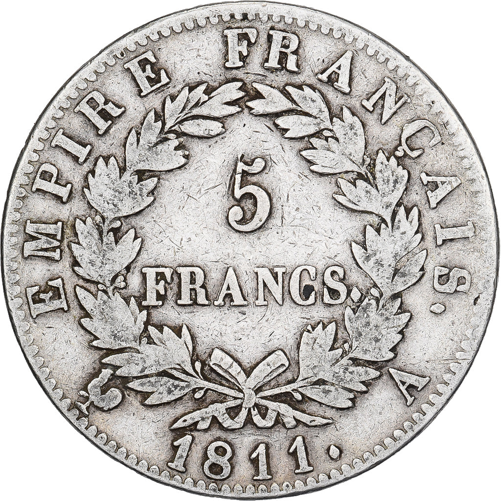 France, 5 Francs, Napoléon I, 1811, Paris, Silver, VF(20-25), Gadoury:584