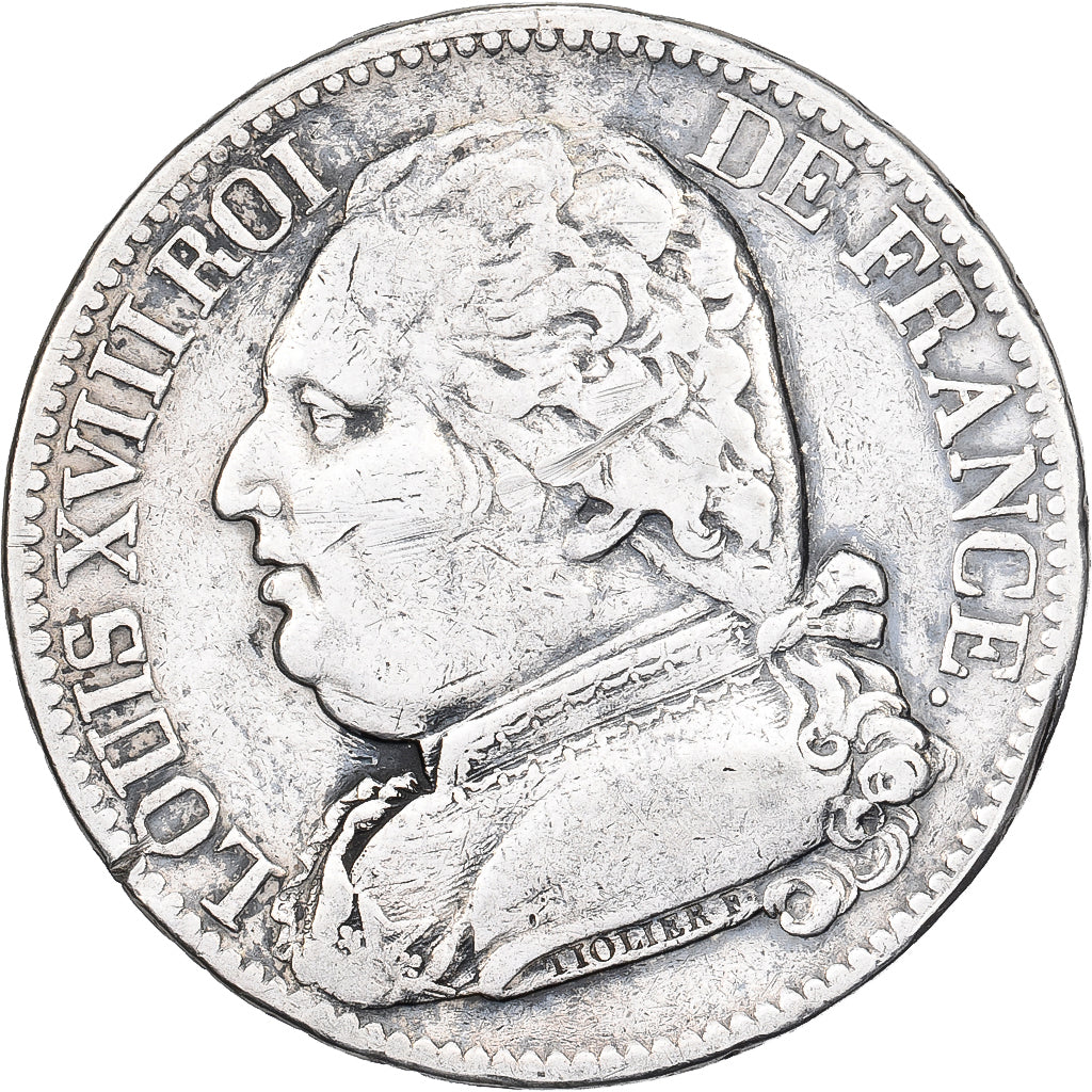 France, 5 Francs, Louis XVIII, 1814, Paris, Silver, VF(20-25), Gadoury:591
