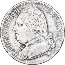 France, 5 Francs, Louis XVIII, 1814, Paris, Silver, VF(20-25), Gadoury:591