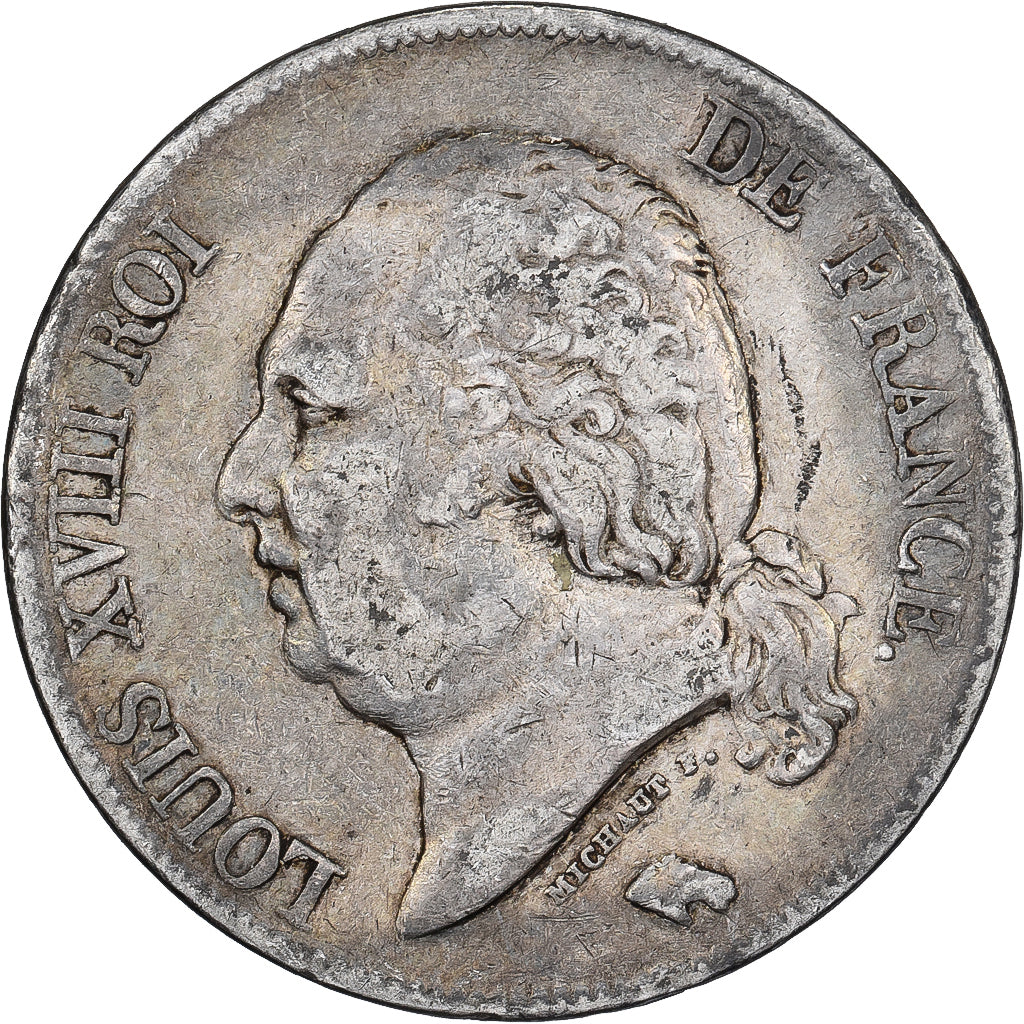 France, 5 Francs, Louis XVIII, 1821, Paris, Silver, VF(30-35), Gadoury:614