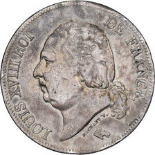 France, 5 Francs, Louis XVIII, 1822, Paris, Silver, VF(30-35), Gadoury:614