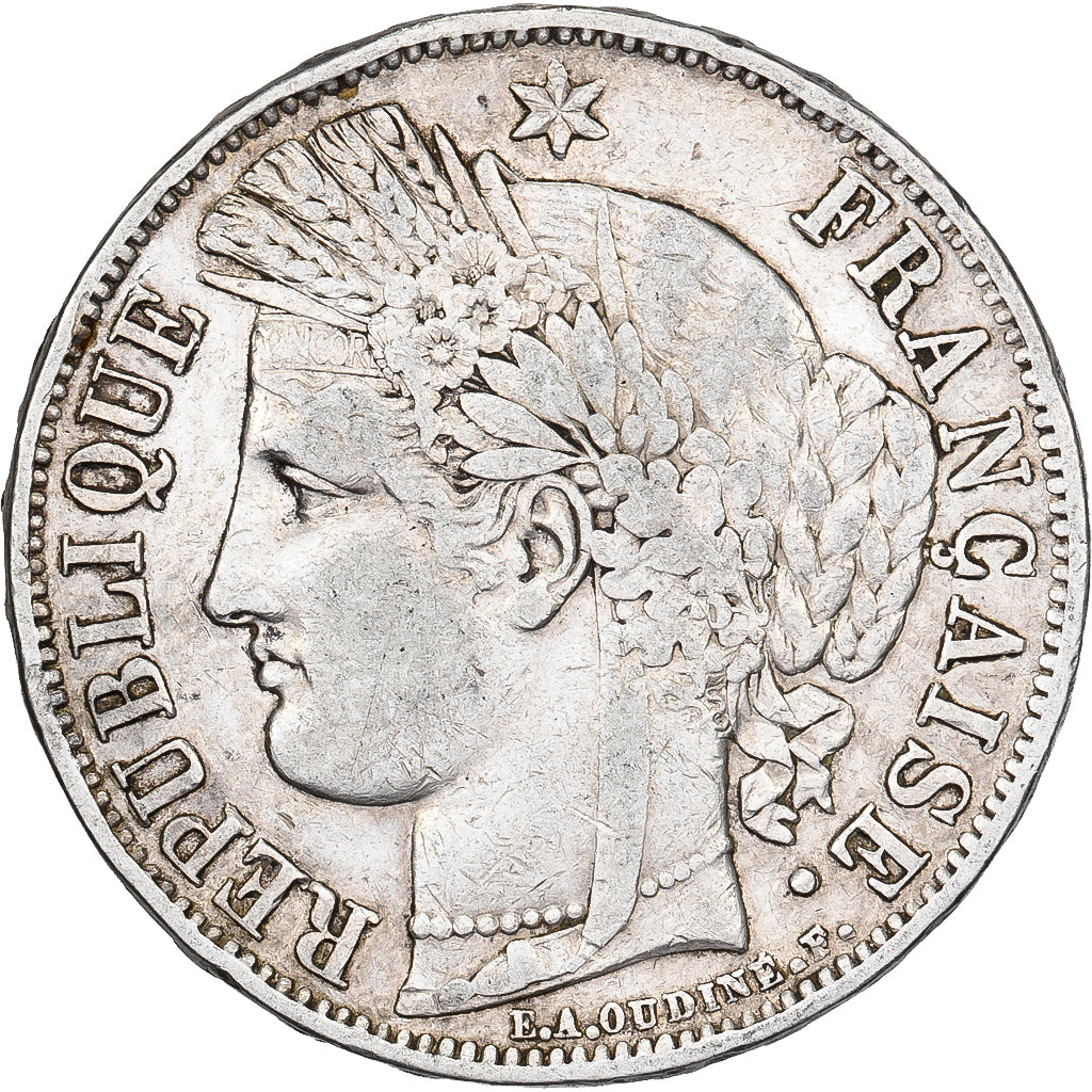 França, 5 Francs, Cérès, 1849, Paris, Prata, VF(30-35), Gadoury:719, KM:761.1