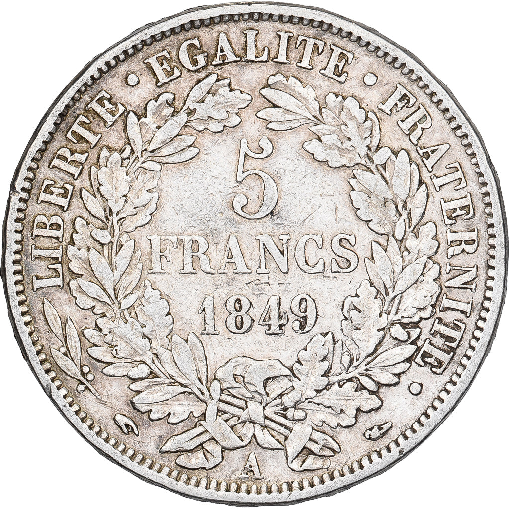 França, 5 Francs, Cérès, 1849, Paris, Prata, VF(30-35), Gadoury:719, KM:761.1