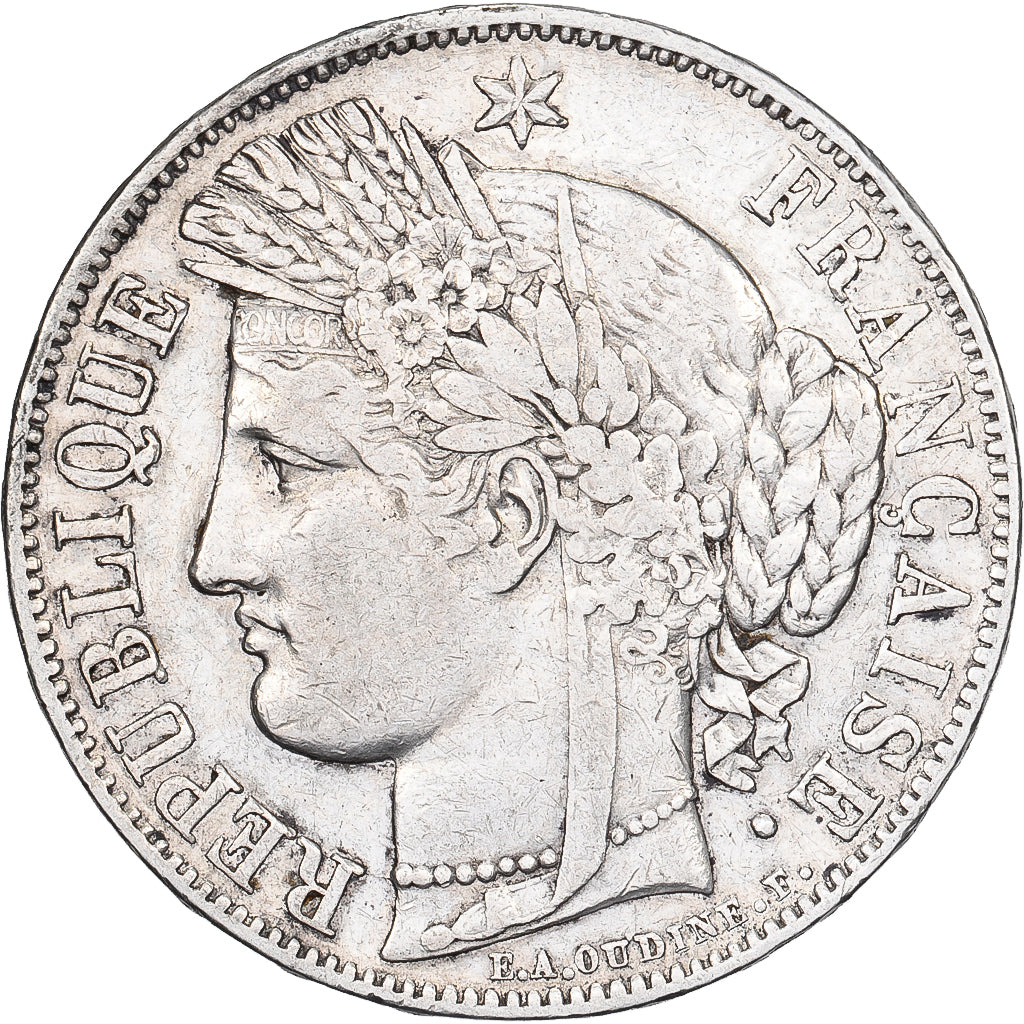 Francja, 5 Francs, Cérès, 1850, Paris, Srebro, VF(30-35), Gadoury:719