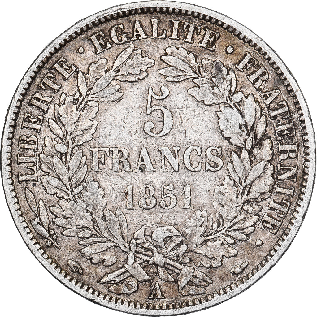 France, 5 Francs, Cérès, 1851, Paris, Argent, TB+, Gadoury:719, KM:761.1