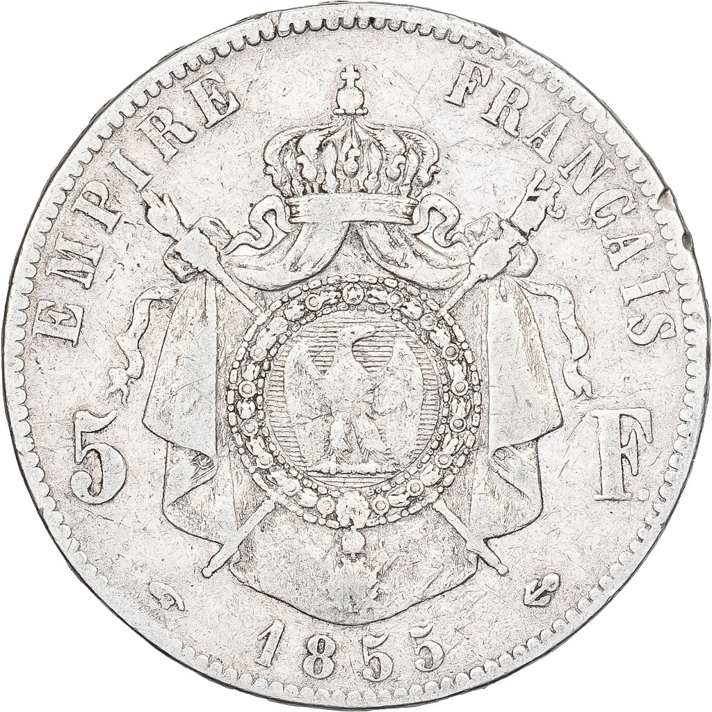 France, 5 Francs, Napoléon III, 1855, Paris, Argent, TB, Gadoury:734, KM:782.1
